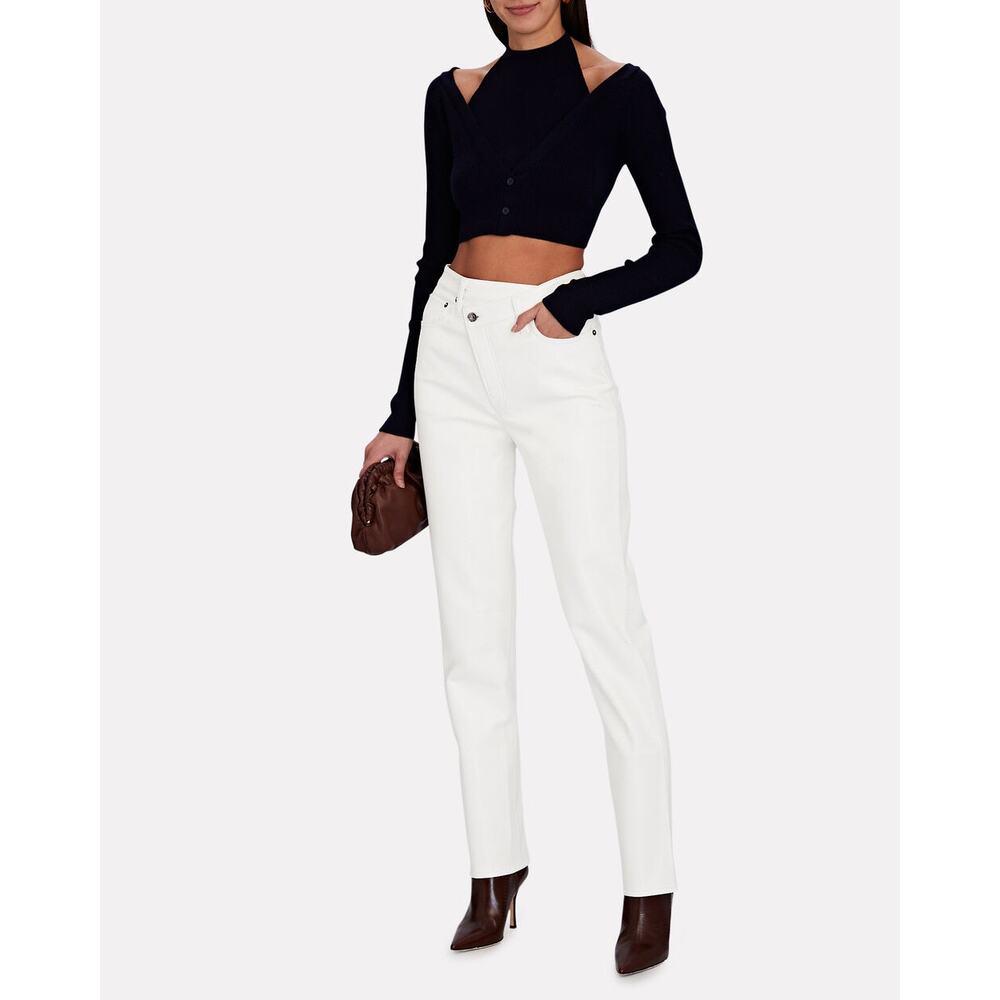 AGOLDE White Criss Cross Straight Leg Jeans Size 32 Organic Cotton Revolve
